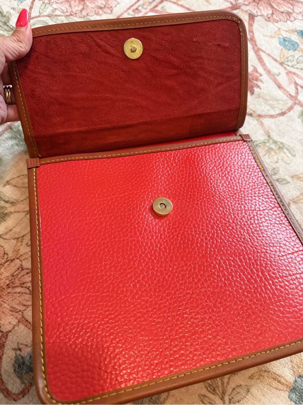 Dooney & Bourke Red and Brown Leather Messenger Bag - Picture 12 of 15
